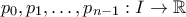 p_0,p_1,\ldots,p_{n-1} : I\to\mathbb R
