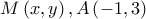 M\left( {x,y} \right),A\left( { - 1,3} \right)