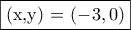 \fbox{(x,y) = \left(-3, 0 \right)}