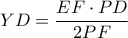 YD=\dfrac{EF \cdot PD}{2PF} YD=\dfrac{EF \cdot PD}{2PF}