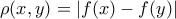 \rho(x, y) =\left | f(x)-f(y) \right |