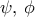 \psi , \, \phi