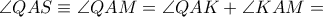 \angle QAS \equiv \angle QAM = \angle QAK + \angle KAM =