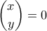 \dbinom{x}{y}=0