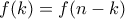 f(k)=f(n-k)