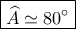 \boxed{\widehat A\simeq 80^\circ}