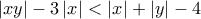 \left|xy \right|-3\left|x \right|< \left|x \right|+\left|y \right|-4