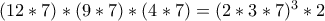 (12*7)*(9*7)*(4*7)=(2*3*7)^{3}*2