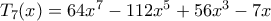 T_7(x) = 64x^7 - 112x^5 + 56x^3 - 7x