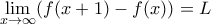 \lim\limits_{x→∞} (f(x + 1) − f(x)) = L \lim\limits_{x→∞} (f(x + 1) − f(x)) = L