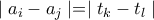 \mid a_i-a_j\mid =\mid t_k-t_l\mid