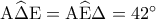 {\rm A}\widehat\Delta {\rm E} = {\rm A}\widehat{\rm E}\Delta  = {42^ \circ }
