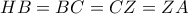 HB=BC=CZ=ZA