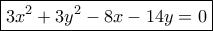 \boxed{3x^2+3y^2-8x-14y=0}