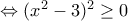 \Leftrightarrow (x^2-3)^2\geq 0 \Leftrightarrow (x^2-3)^2\geq 0