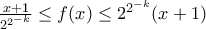 \frac{x+1}{2^{2^{-k}}} \leq f(x) \leq 2^{2^{-k}} (x+1)