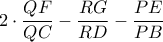 2\cdot \dfrac{QF}{QC}-\dfrac{RG}{RD}-\dfrac{PE}{PB}
