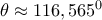 \theta \approx 116,565^0