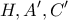\displaystyle{H,A',C'}