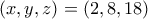 (x,y,z)=(2,8,18)