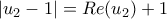 \displaystyle{\left|u_{2}-1 \right|=Re(u_{2})+1}