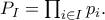 P_I=\prod_{i\in I}p_i.