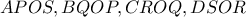 \displaystyle{APOS,BQOP,CROQ,DSOR}