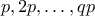 p,2p,\ldots,qp