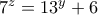 7^{z}=13^{y}+6