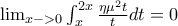 \lim_{x->0}\int_{x}^{2x}{\frac{\eta \mu ^{2}t}{t}dt}=0