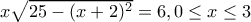 x\sqrt{25-(x+2)^2}=6 , 0\leq x\leq 3