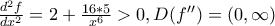 \frac{d^2f}{dx^2}=2+\frac{16*5}{x^6}> 0, D(f'')=(0,\infty) \frac{d^2f}{dx^2}=2+\frac{16*5}{x^6}> 0, D(f'')=(0,\infty)