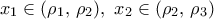 {{x}_{1}}\in ({{\rho }_{1}},\,{{\rho }_{2}}),\,\,{{x}_{2}}\in ({{\rho }_{2}},\,{{\rho }_{3}})