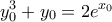 \displaystyle{y_0^3 + {y_0} = 2{e^{{x_0}}}}