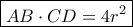 \boxed{AB \cdot CD = 4r^2} \boxed{AB \cdot CD = 4r^2}