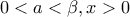 0< a< \beta , x> 0
