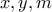 x,y,m