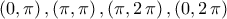 (0,\pi)\,,(\pi,\pi)\,,(\pi,2\,\pi)\,,(0,2\,\pi)