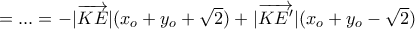 =...=-|\overrightarrow{KE}|(x_o+y_o+\sqrt{2})+|\overrightarrow{KE^\prime}|(x_o+y_o-\sqrt{2})