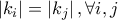 \left |k_i \right |=\left |k_j \right |,\forall i,j \left |k_i \right |=\left |k_j \right |,\forall i,j