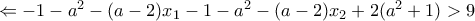 \Leftarrow -1-a^2-(a-2)x_1-1-a^2-(a-2)x_2+2(a^2+1)>9