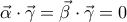\vec{\alpha }\cdot \vec{\gamma }=\vec{\beta }\cdot \vec{\gamma }=0