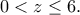0<z\leq 6.