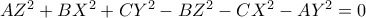 AZ^2+BX^2+CY^2-BZ^2-CX^2-AY^2=0