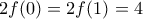 2f(0) = 2f(1) = 4