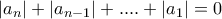  |a_{n}| +|a_{n-1}|+....+|a_{1}|=0