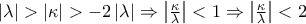 \left|\lambda  \right| > \left| \kappa \right|>-2\left|\lambda  \right| \Rightarrow \left|\frac{\kappa }{\lambda } \right|<1\Rightarrow \left|\frac{\kappa }{\lambda } \right| <2