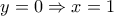 y=0\Rightarrow x=1