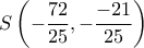  \displaystyle S\left( { - \frac{{72}}{{25}}, - \frac{{ - 21}}{{25}}} \right)