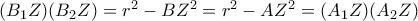 (B_1Z)(B_2Z)=r^2-BZ^2=r^2-AZ^2=(A_1Z)(A_2Z)